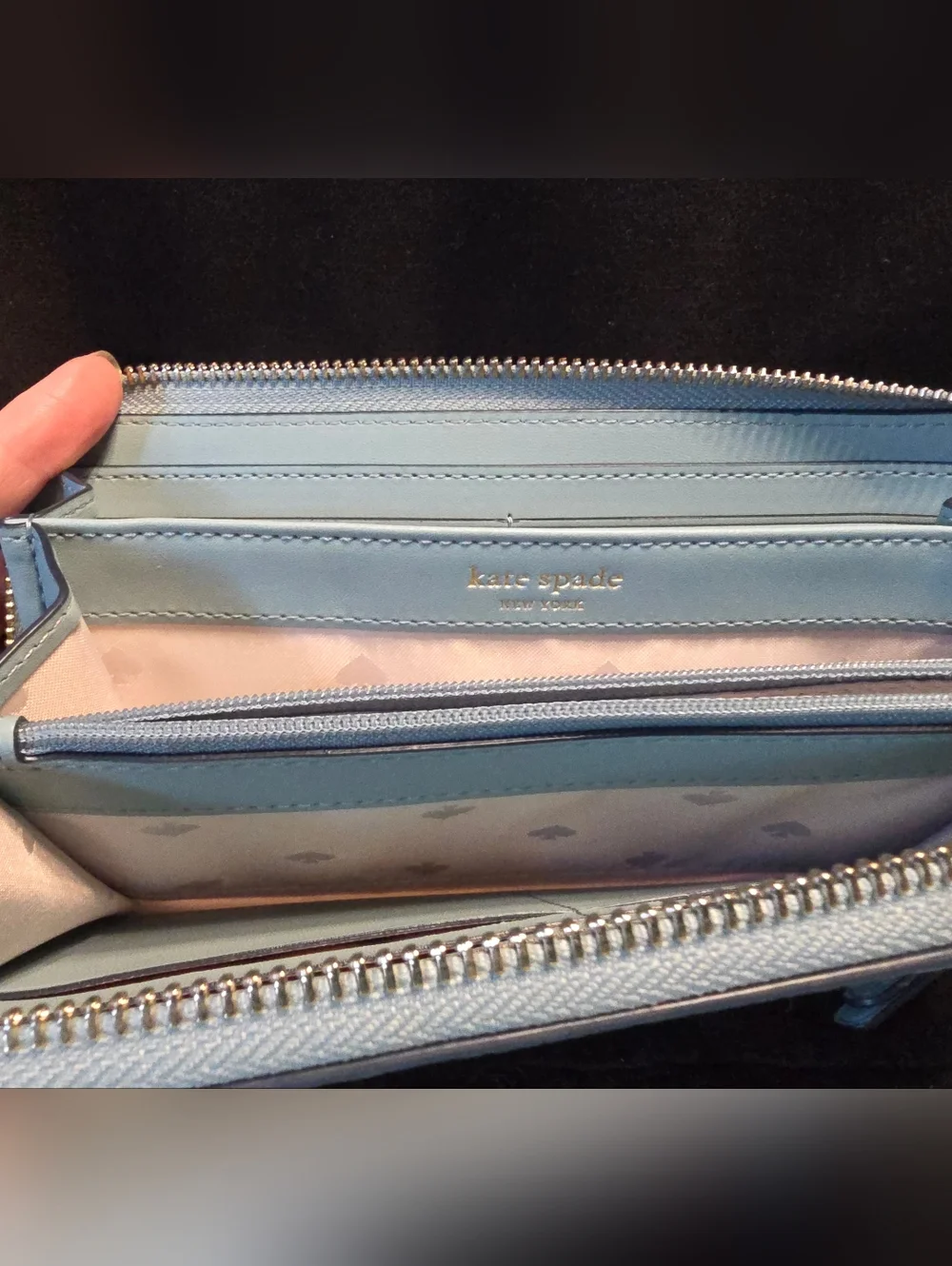 kate spade Pebbled Leather Zip Continental Wallet - Light Blue - Picture 4 of 8